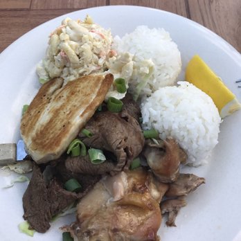 Aloha Mixed Plate - Aloha Mixed Plate,  shoya chicken,  Teriyaki Beef, Opa fish, mac salad, rice. - Hawaiian Near Me - Lahaina, Hawaii