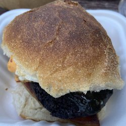 Cafe Strange Brew - Black pudding deluxe roll.