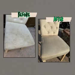A T Carpet Cleaning - Before and after of dinning table chairs.