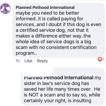 Planned Pethood International - Planned Pethood International feels that service dogs are a "scam". - Veterinarians Near Me - Conifer, Colorado Planned Pethood International - Planned Pethood International feels that service dogs are a "scam". - Veterinarians Near Me - Conifer, Colorado