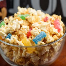 Simply A-maize-n - Kiddin' Around. Kettle Corn layered with Sour Patch Candies. It's sour, sweet then gone