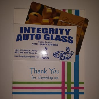Integrity Auto Glass - Thank you card - Auto Glass Services Near Me - Mesa, Arizona