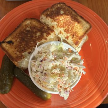 Home Kitchen Cafe - Tuna melt on GF bread with Cole slaw and a pickle (couldn't decide between tuna and grilled cheese so our server suggested combining them) - Breakfast & Brunch Near Me - Rockland, Maine