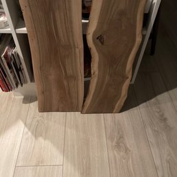 Two pieces of black walnut after I planed them and gave them a rough sanding. Two pieces of black walnut after I planed them and gave them a rough sanding.