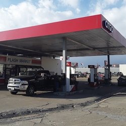 Flash Market - Note the deep, concrete ditch that runs alongside fuel dispensers and continues through the drive area (avoid if possible)