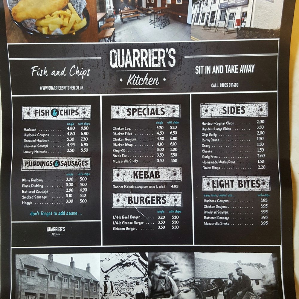 Quarrier's Kitchen - Menu - Fish & Chips Near Me - Ballachulish, HLD
