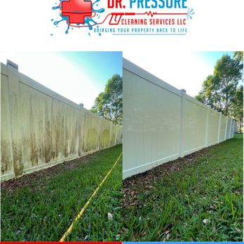 DR Pressure - Before & after on a vinyl fence in Broward County. Years of mold and grime gone in one visit. This is what Dr. Pressure does. - Pressure Washers Near Me DR Pressure - Before & after on a vinyl fence in Broward County. Years of mold and grime gone in one visit. This is what Dr. Pressure does. - Pressure Washers Near Me
