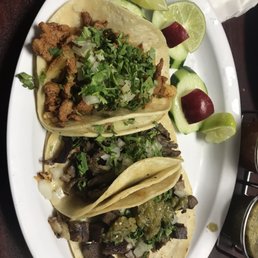 Al Pastor / Marinated Pork, Lengua / Beef Tongue, and Carne Asada / Grilled Beef tacos