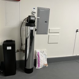 Our water softener and salt/potassium reservoir.