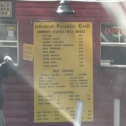 Jamaican Paradise Grill - Menu