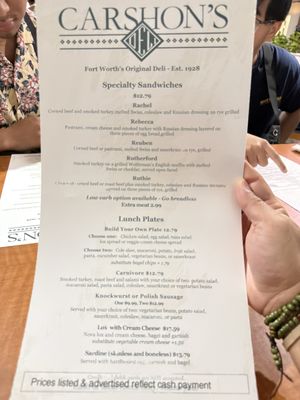 Menu photo 3 Carshon's Fort Worth, TX