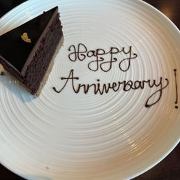 The complimentary chocolate cake. The complimentary chocolate cake.