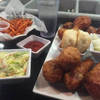 Bonchon Sunnyvale - Sweet potato fries to start. Large 10 piece drums with mixed flavors. Sides are coleslaw and biscuits. - Chicken Wings Near Me - Sunnyvale, California