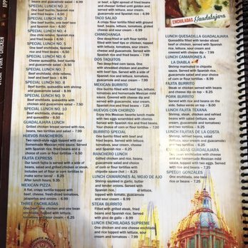 Guadalajara Mexican Restaurant - Lunch Menu - Mexican Near Me - York, Pennsylvania