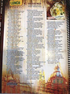 Menu photo 2 Guadalajara Mexican Restaurant York, PA