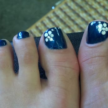 Nails Time - blue with flowers - Nail Salons Near Me - La Crescenta, California