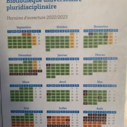 Bibliothèque Universitaire Pluridisciplinaire - Horaires année 2022/2023