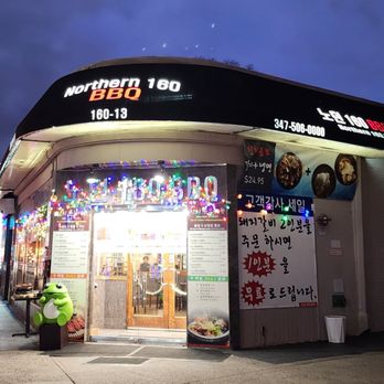 northern 160 - the front of a restaurant at night - Korean Near Me - Queens, New York northern 160 - the front of a restaurant at night - Korean Near Me - Queens, New York