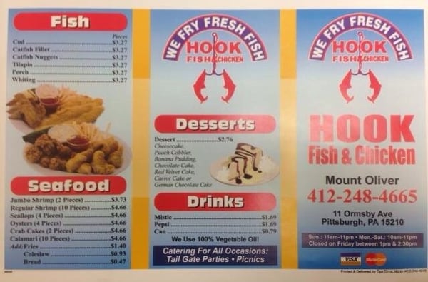 Menu photo 3 Hook Fish & Chicken Pittsburgh, PA Menu photo 3 Hook Fish & Chicken Pittsburgh, PA