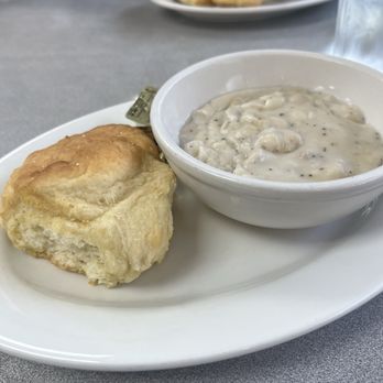 Granny's Kitchen - Biscuit that comes with the omelette and a side of Bowl Gravy. - New American Near Me - Galion, Ohio