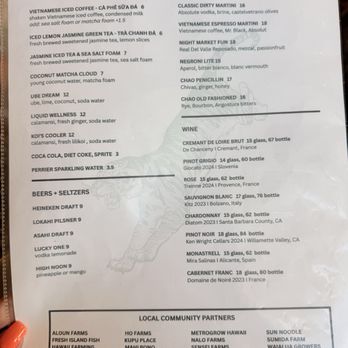 Chao - Menu - Asian Fusion Near Me - Honolulu, Hawaii