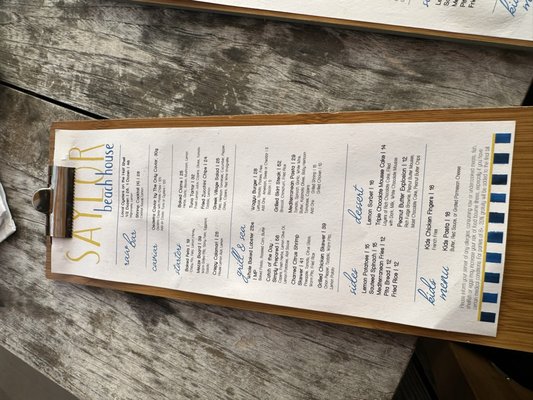 Menu photo 1 Saylor Beach House Greenport, NY