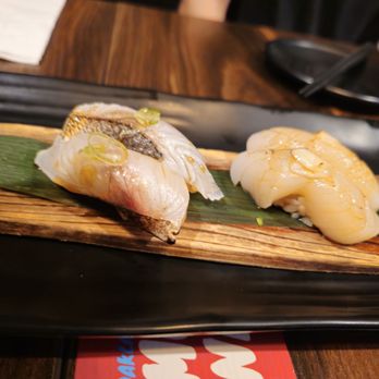 Mujiri - Kurodai (left) and hotate (right) - Japanese Near Me - Oakland, California Mujiri - Kurodai (left) and hotate (right) - Japanese Near Me - Oakland, California