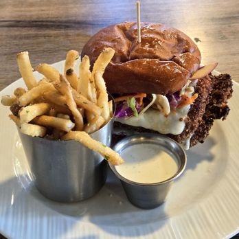 Albert's Restaurant - Double Stacked Chicken Sandwich w/ Truffle Fries - American Near Me - San Diego, California Albert's Restaurant - Double Stacked Chicken Sandwich w/ Truffle Fries - American Near Me - San Diego, California