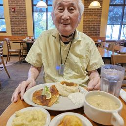 Grilled Tilapia with mashed potatoes, cornbread, mac & cheese, and chicken & rice soup Grilled Tilapia with mashed potatoes, cornbread, mac & cheese, and chicken & rice soup