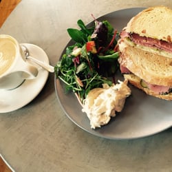 Nook - Cappuccino and a Pastrami on Rye.  Delicious.