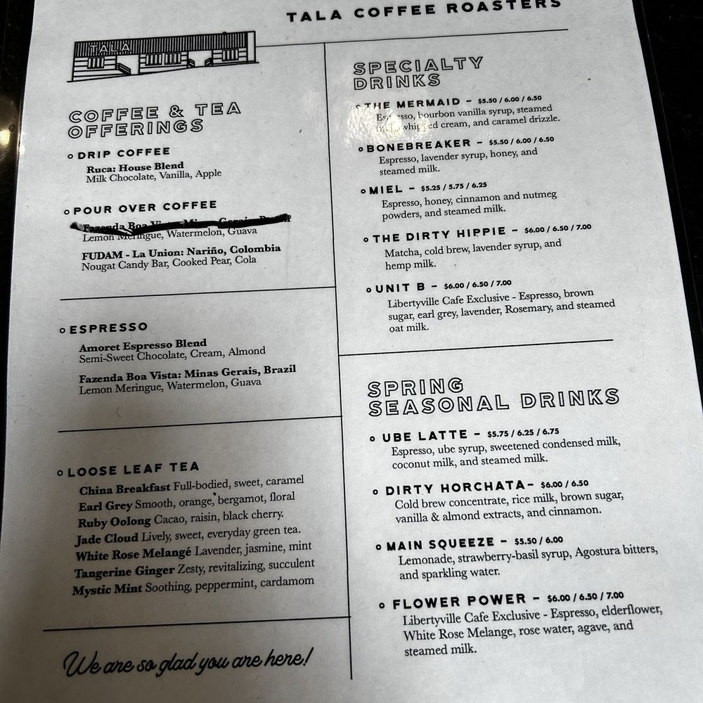 Tala Coffee Roasters - Menu - Coffee Roasteries Near Me - Libertyville, Illinois Tala Coffee Roasters - Menu - Coffee Roasteries Near Me - Libertyville, Illinois