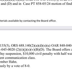 Eugene Physical Therapy - Board meeting finding on case 858-5/24