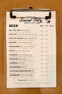 Menu photo 2 Sound + Fury Brewery and Kitchen Brooklyn, NY