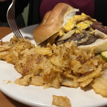 Peppermints Restaurant - Peppermint Burger which is a bacon cheeseburger w mushrooms - Burgers Near Me - Henrietta, New York