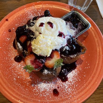 Eight AM - The berry French toast !! So light sweet, savory and delightful, not to sweet even tho that why it looks like. I - New American Near Me - San Francisco, California