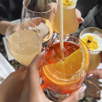 CoCo - Left to right - Aperol Spritz, Bellini, Rosè, the Jasmin - French Near Me - Paris, 01 CoCo - Left to right - Aperol Spritz, Bellini, Rosè, the Jasmin - French Near Me - Paris, 01