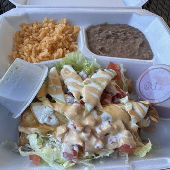 Packinghouse Brewing Company - 4 Mexican taquitos, delicious mild and medium sauces, and beans and rice. - Breweries Near Me - Riverside, California