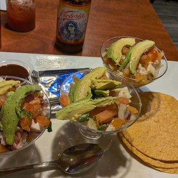 El Muchacho Alegre - Ceviche Sampler (new) Octopus, Shrimp and Fish w/ Tostada's and crackers - Mexican Near Me - Omaha, Nebraska El Muchacho Alegre - Ceviche Sampler (new) Octopus, Shrimp and Fish w/ Tostada's and crackers - Mexican Near Me - Omaha, Nebraska