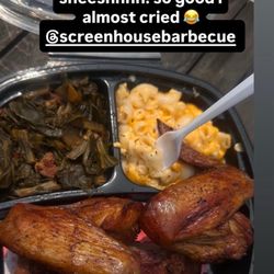 Screen House Barbecue - Smoked Wings (2) and Ribs (3) Plate W / 2 Sides