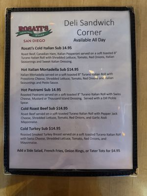 Menu photo 2 Rosati's Pizza Pub and Sports Bar San Diego, CA Menu photo 2 Rosati's Pizza Pub and Sports Bar San Diego, CA