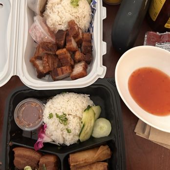 Russ Fam Kitchen - Yum yum: Lechon kawali, lumpia with rice - Mexican Near Me - Daly City, California