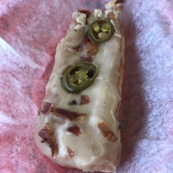 Sweet Spot Cafe - I didn't have time to get a picture before we started eating this longjohns. Maple and bacon topped with jalapeño slices. Wowsa!!! - Cafes Near Me - Saint Ann, Missouri Sweet Spot Cafe - I didn't have time to get a picture before we started eating this longjohns. Maple and bacon topped with jalapeño slices. Wowsa!!! - Cafes Near Me - Saint Ann, Missouri