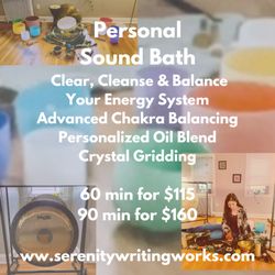 Serenity Writing Works - Private or semi-private sound bath. https://www.serenitywritingworks.com/service-page/private-sound-healing-session?referral=service_list_wi