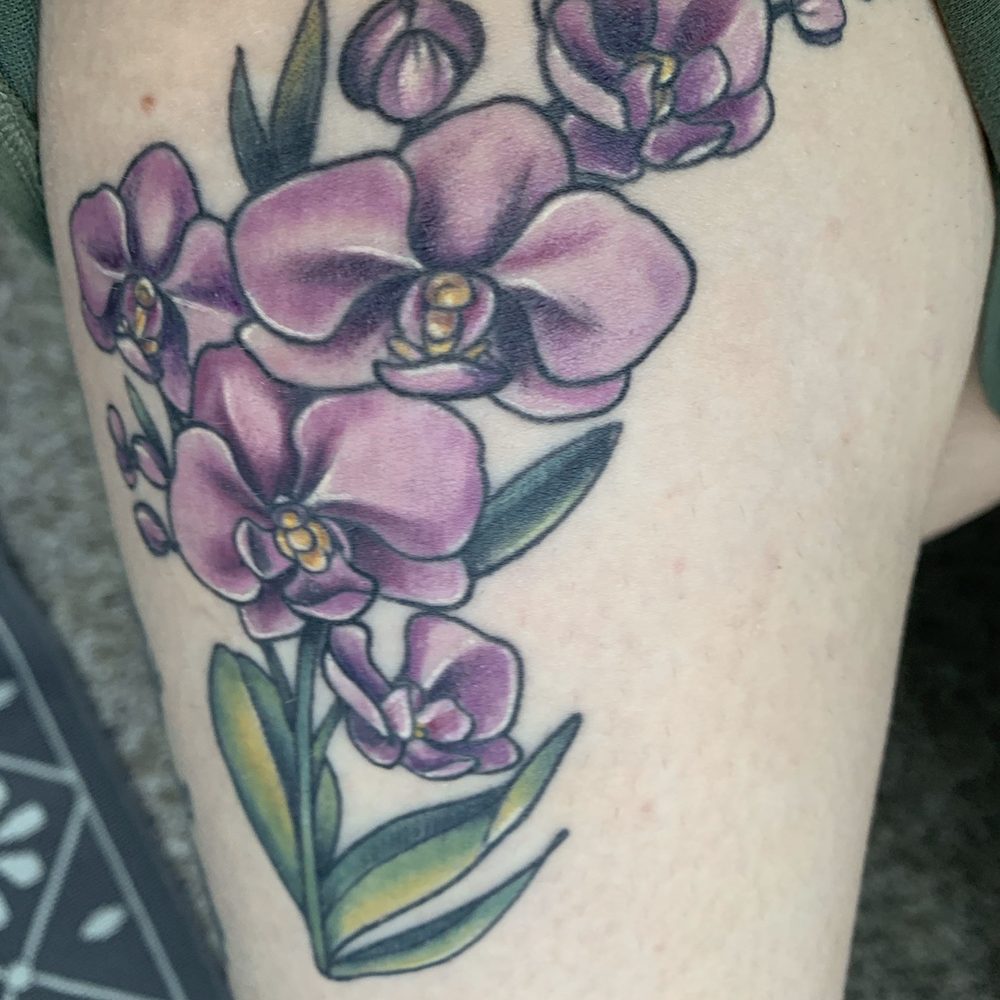 Dark Heritage Tattoo Gallery - Healed Orchids done in 2 sessions by Chanel - Tattoo Near Me - Anaheim, California Dark Heritage Tattoo Gallery - Healed Orchids done in 2 sessions by Chanel - Tattoo Near Me - Anaheim, California