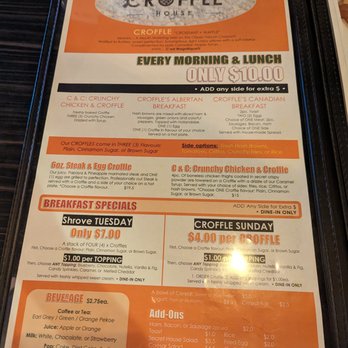 Local Croffle House - Second page of their brunch menu - Asian Fusion Near Me - Red Deer, Alberta