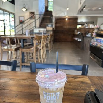 Cutters Point Coffee - An iced white chocolate mocha with raspberry cold foam - Cafes Near Me - Federal Way, Washington Cutters Point Coffee - An iced white chocolate mocha with raspberry cold foam - Cafes Near Me - Federal Way, Washington