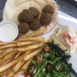 Hummus Express - Falafel. Salad. Hummus. The best fries of my life. Everything is so so so good.