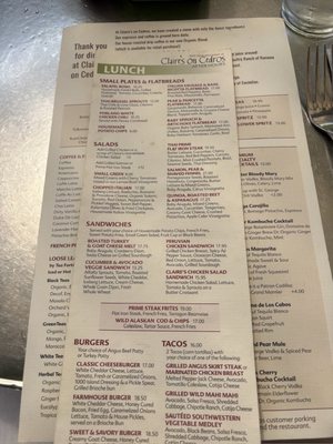 Menu photo 3 Claire's On Cedros Solana Beach, CA