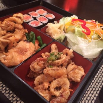 Nihon Kai - Linch bento box with calamari, teriyaki chicken and spicy tuna roll. 13.95 - Japanese Near Me - Bergenfield, New Jersey