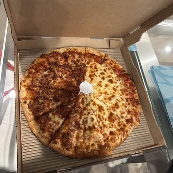 Pizza Guys - Half bacon and half plain cheese pizza - Pizza Near Me - San Carlos, California Pizza Guys - Half bacon and half plain cheese pizza - Pizza Near Me - San Carlos, California